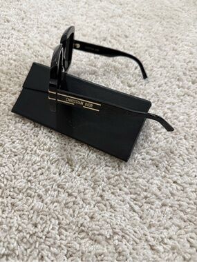Dior Women's Black Sunglasses with Gold Temple Stripe